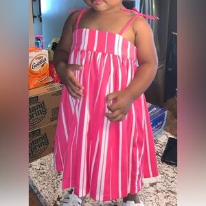 Old navy Toddler girl pink and white stripe dress size 2T